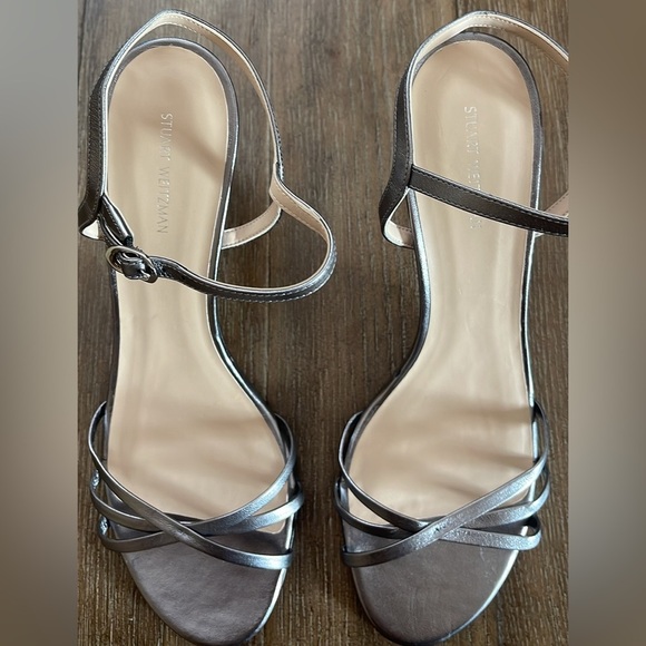 Stuart Weitzman Sandal Heel Starla Heel Women’s 9.5 Strappy Metallic Y2K - Picture 8 of 12